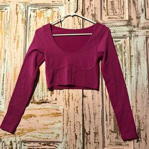 Garage Magenta Long Sleeve Crop Top